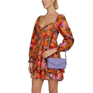 FARM RIO MANGO MACAWS LILAC MINI FLARED DRESS 🥭 🦜 SIZE XS VIBRANT NWT